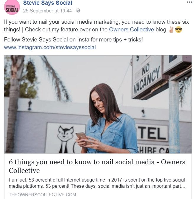 Article for Owners Collective on Six Things that you need to do to nail your socials.