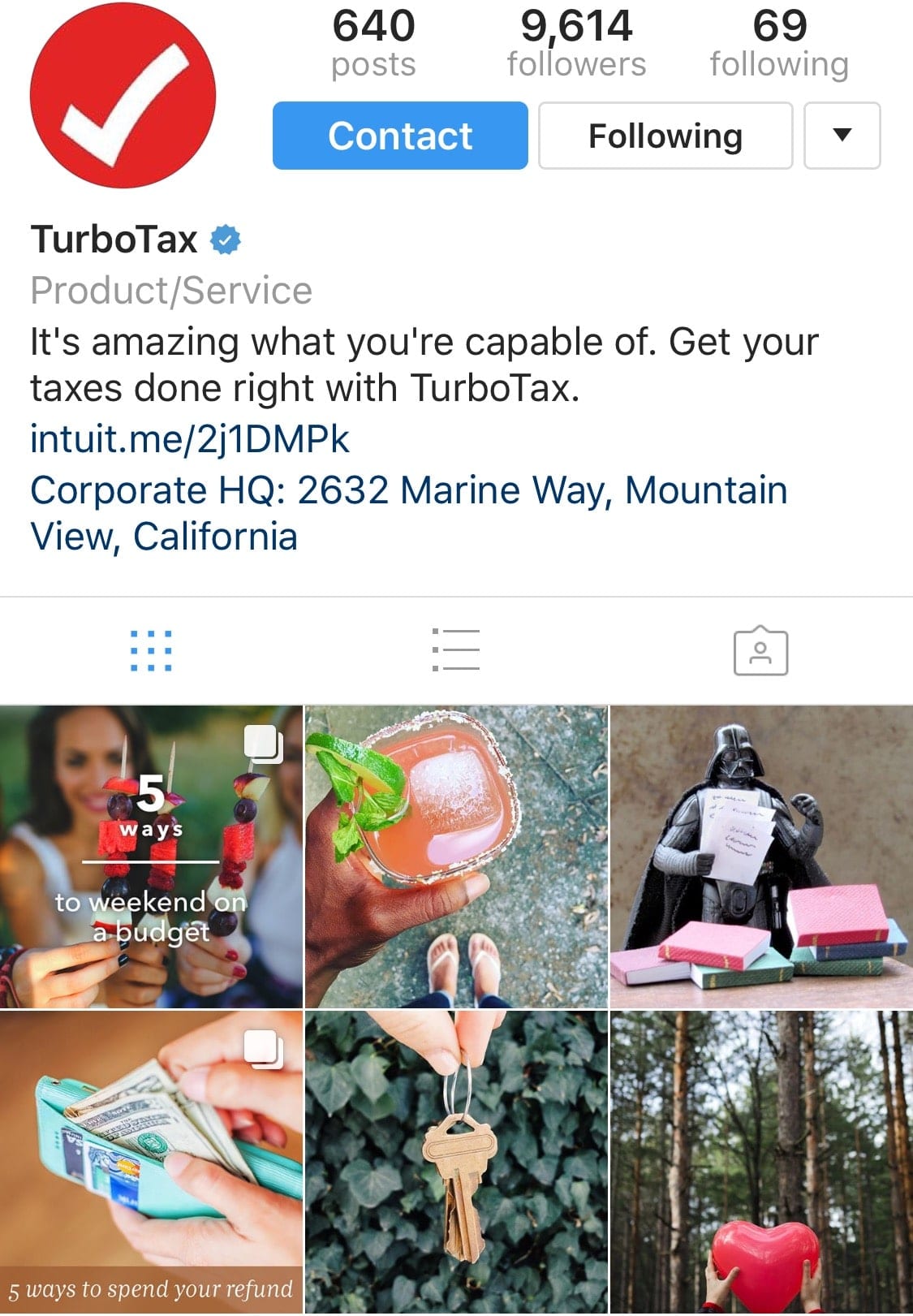 TurboTax Instagram Page - Social Media