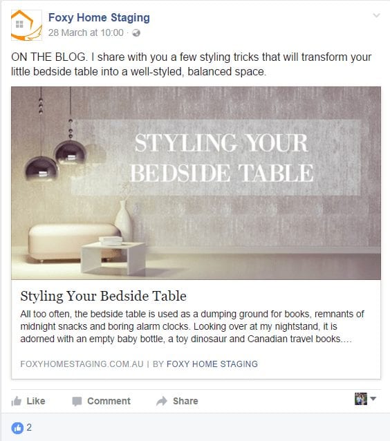 Styling Your Bedside Table a post by Foxy Home Staging - Stevie Says Social