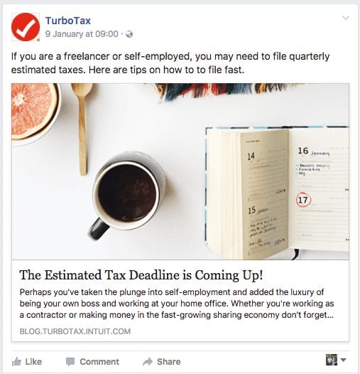 TurboTax Facebook Post - Stevie Says Social