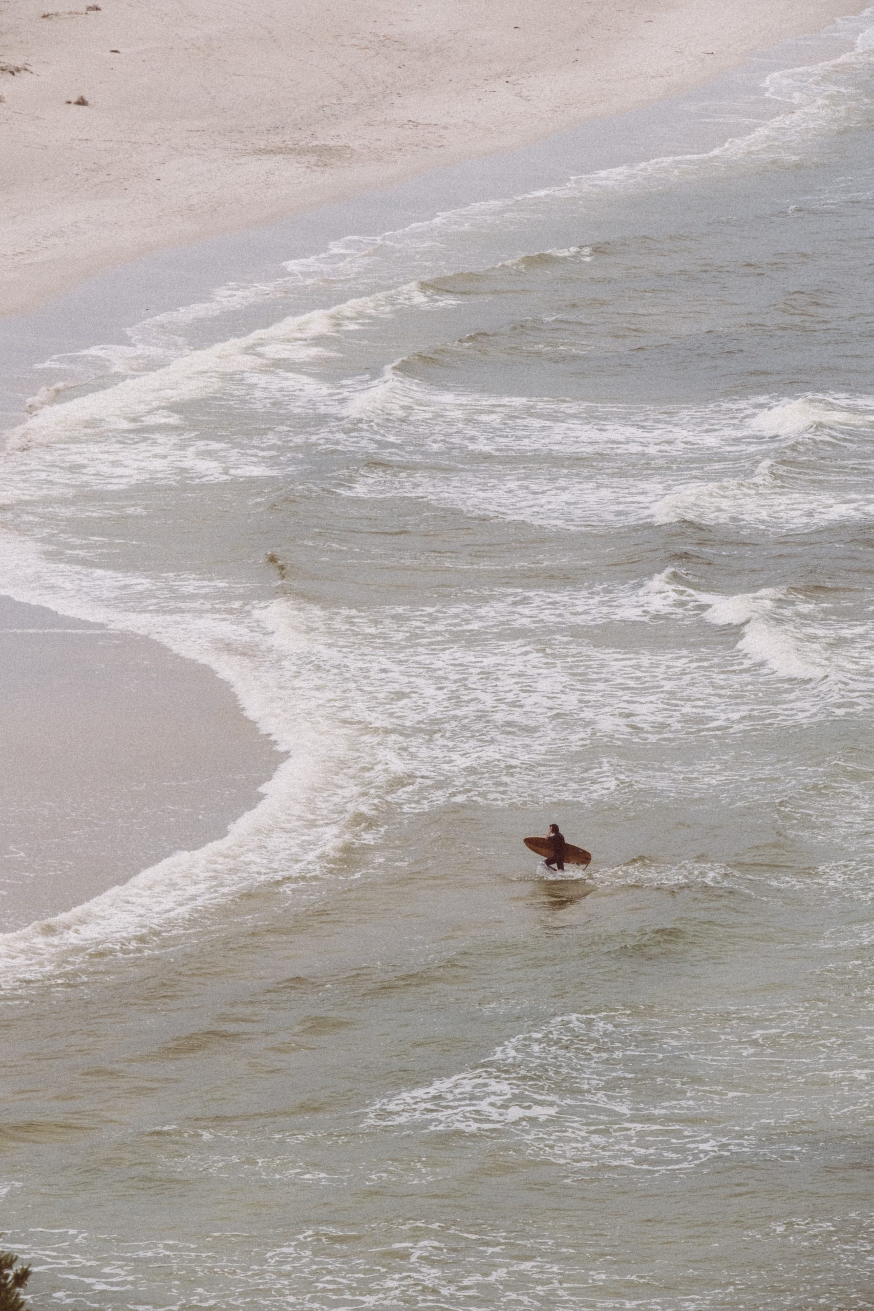 Surfer alone on a beach